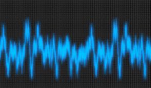 Blue sound waves on a black background